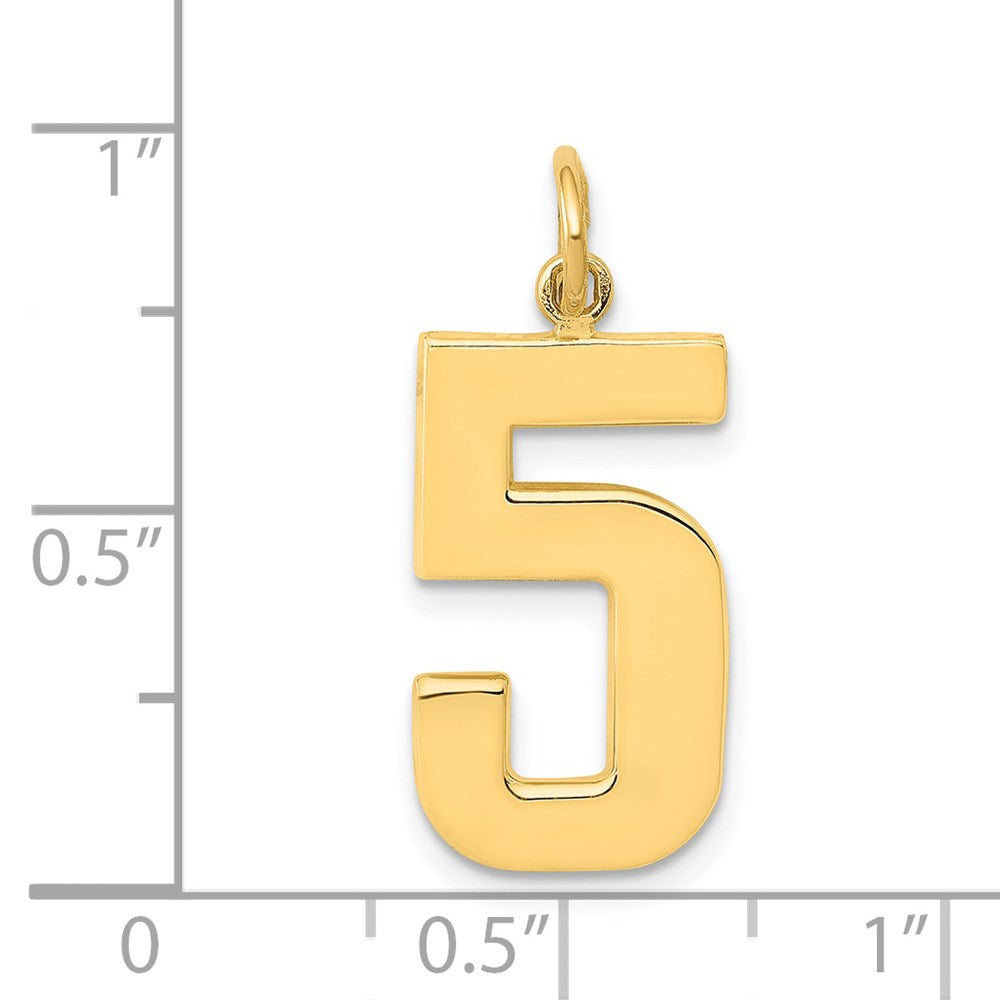 14k  Large Polished Number 5 Charm