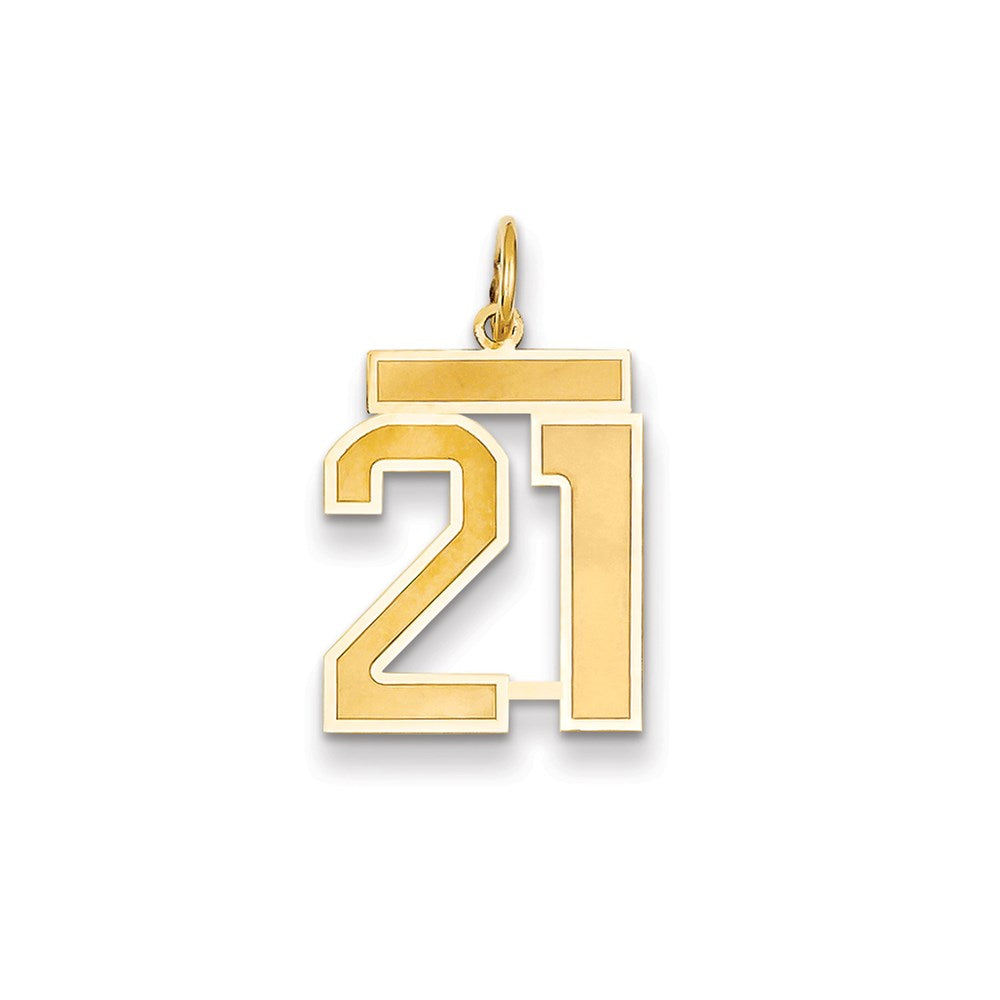 14k Medium Satin Number 21 Charm