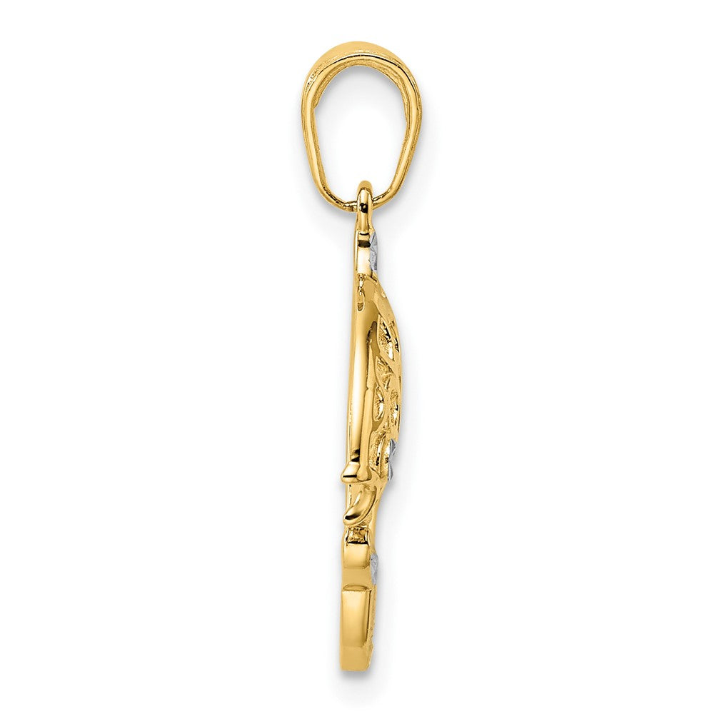 14k and White Rhodium D/C Fish Pendant 2