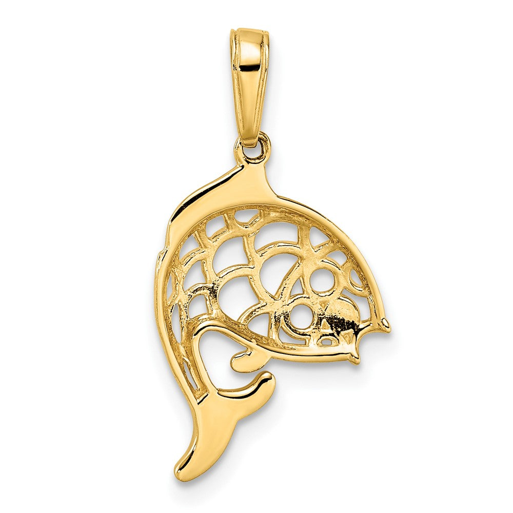 14k and White Rhodium D/C Fish Pendant 3