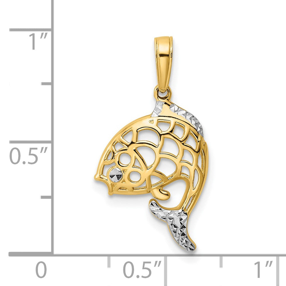 14k and White Rhodium D/C Fish Pendant 4