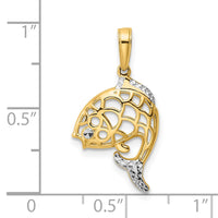 14k and White Rhodium D/C Fish Pendant 4