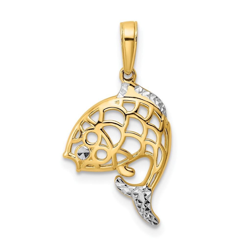 14k and White Rhodium D/C Fish Pendant 1