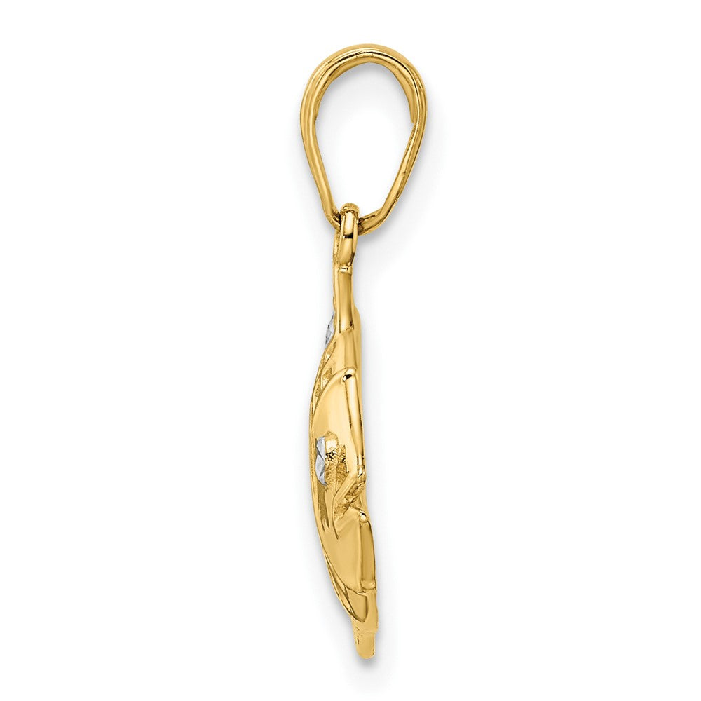14k and White Rhodium D/C Fish Pendant 2