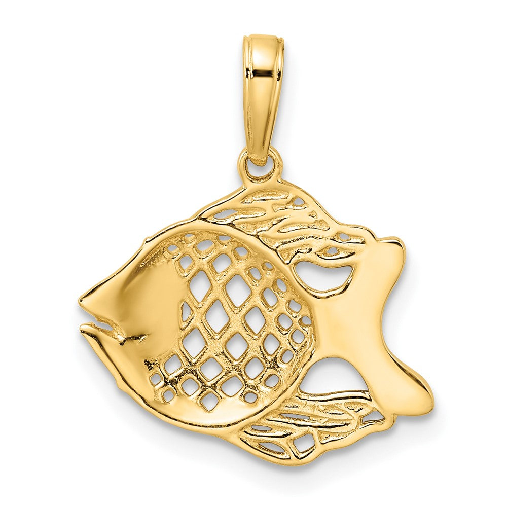 14k and White Rhodium D/C Fish Pendant 3