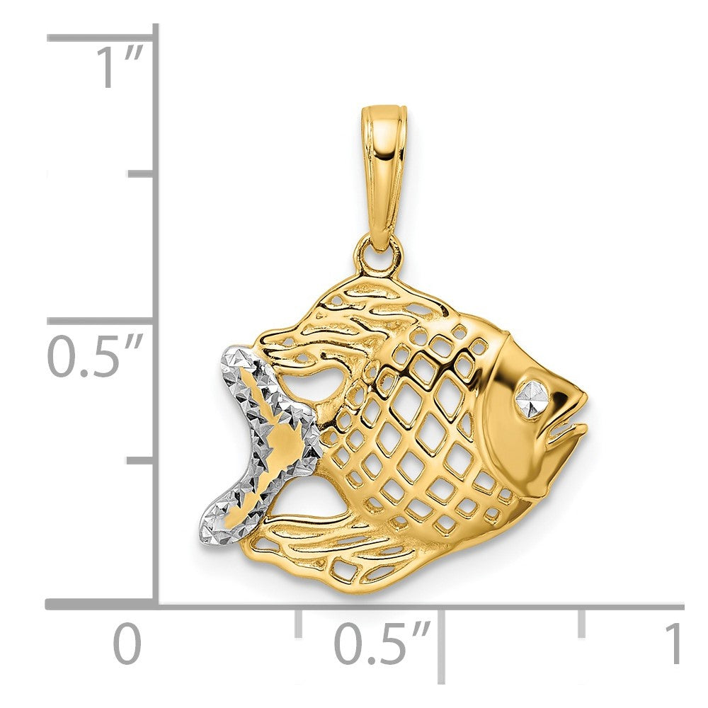 14k and White Rhodium D/C Fish Pendant 4