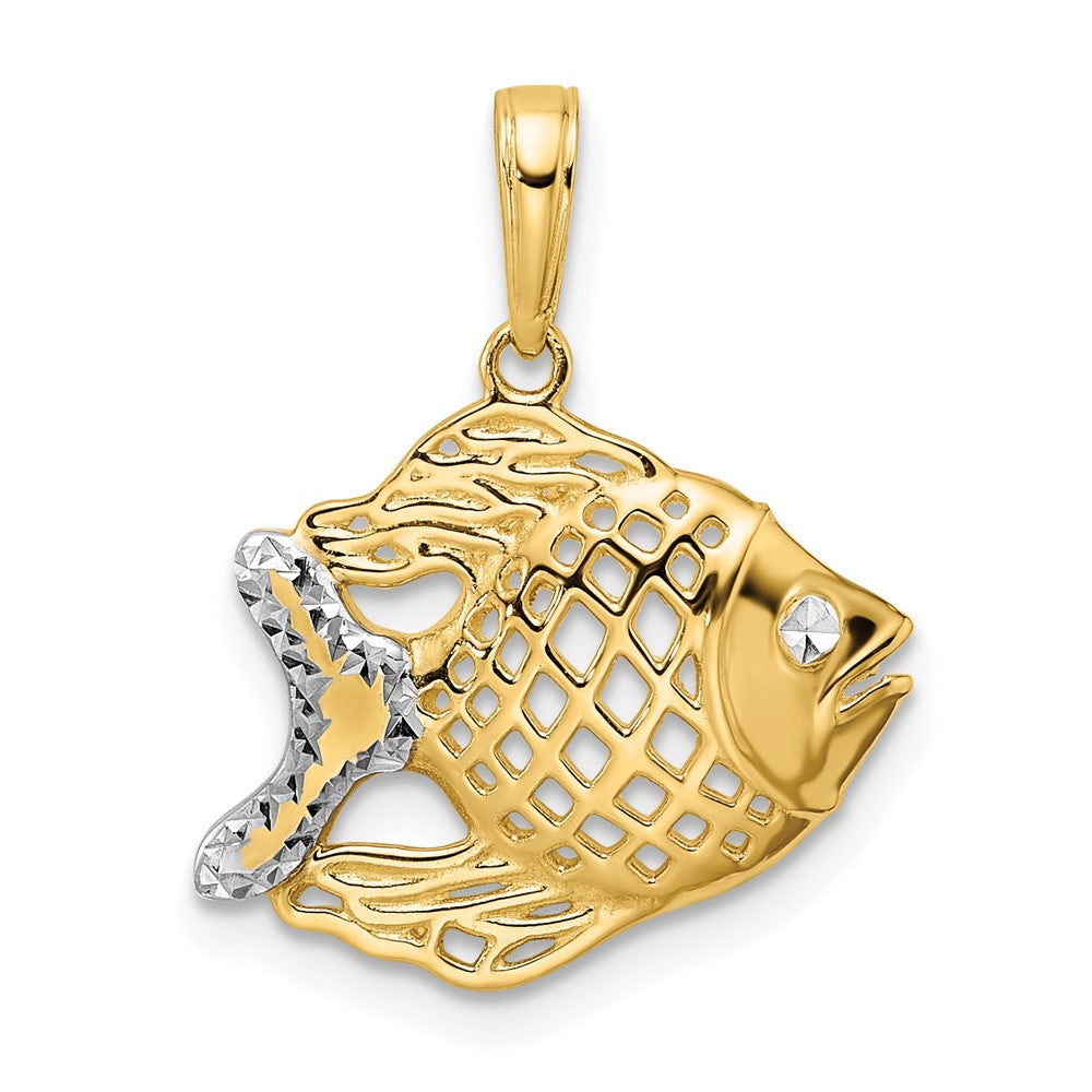 14k and White Rhodium D/C Fish Pendant 1