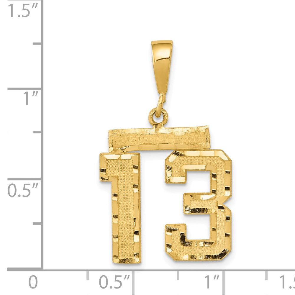 14k Medium Diamond-cut Number 13 Charm