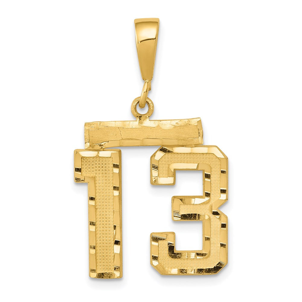 14k Medium Diamond-cut Number 13 Charm