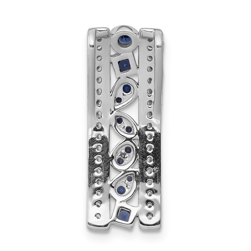 14k White Gold 1/5ct. Diamond and .24 Sapphire Fancy Chain Slide