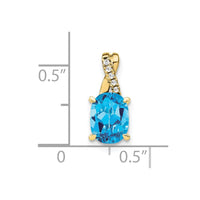 10k Oval Blue Topaz and Diamond Pendant
