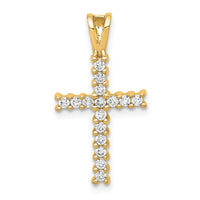 14k and Rhodium Diamond Latin Cross Pendant