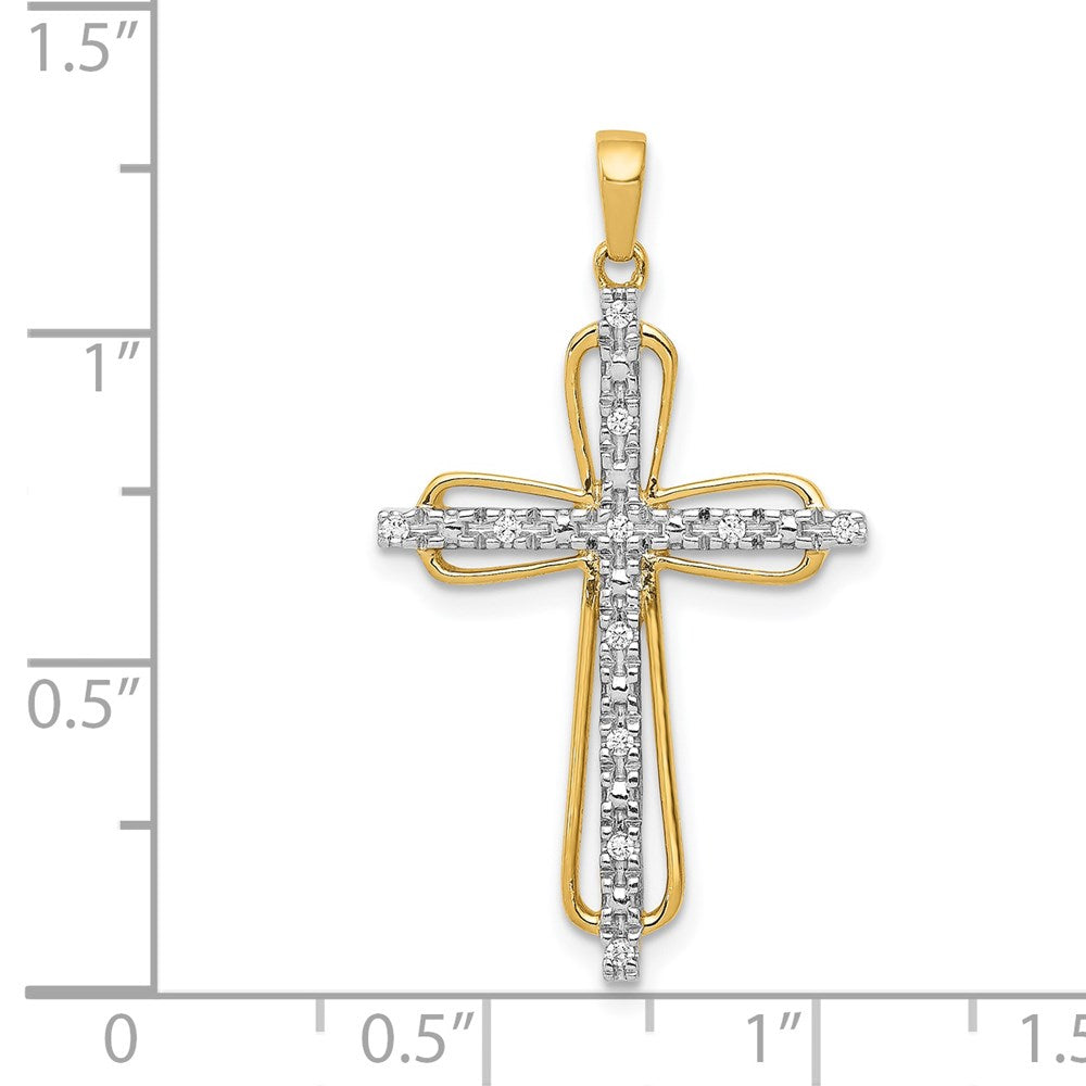 14k & rhodium Diamond Cross Pendant