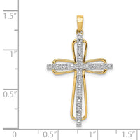 14k & Rhodium .06ct. Diamond Cross Pendant