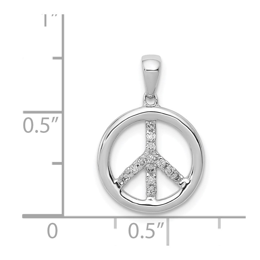14k White Gold Diamond Peace Sign Pendant