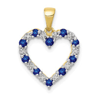 10k Diamond and Sapphire Heart Pendant