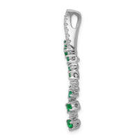 14k White Gold Fancy Diamond and Emerald Chain Slide