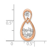 14k Rose Gold Polished Diamond Double Teardrop Chain Slide