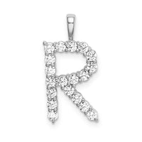 14KW Large Initial R Diamond Pendant