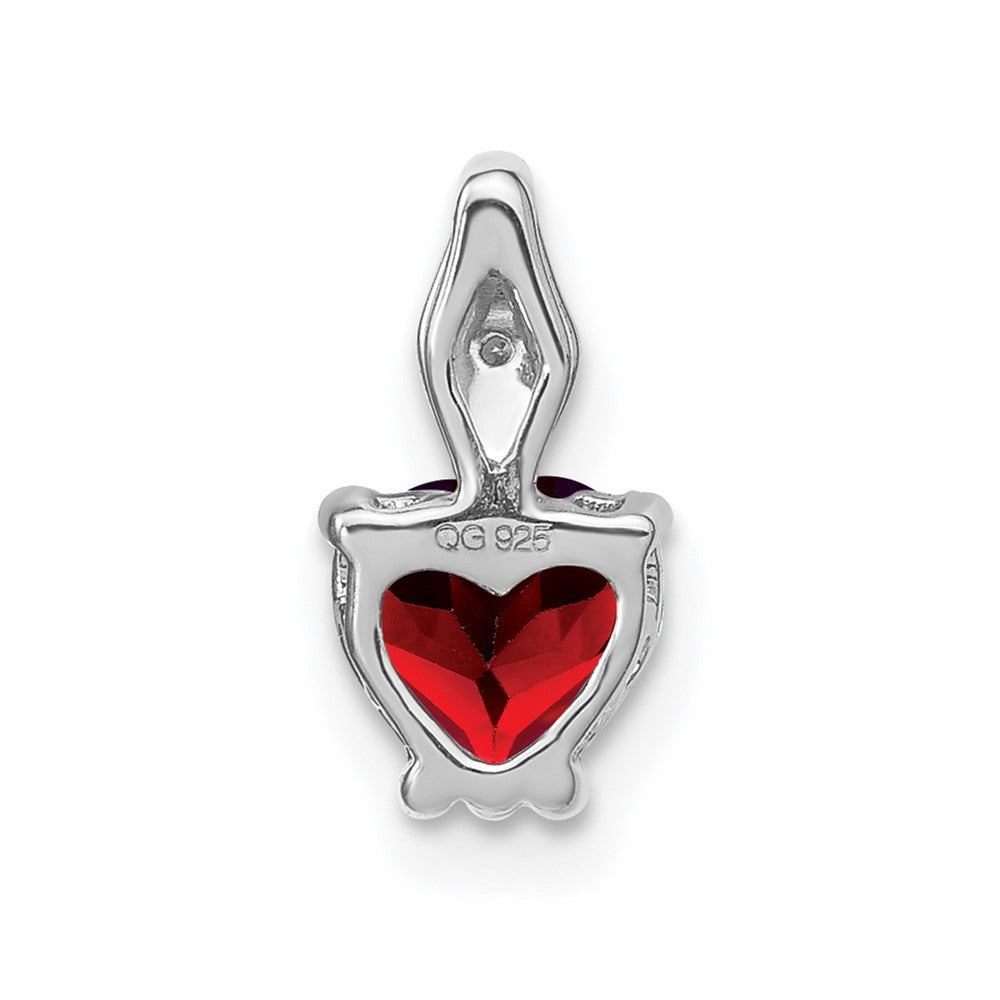 14k White Gold Heart Garnet and Diamond Pendant