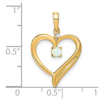 14k Created Opal and Diamond Heart Pendant