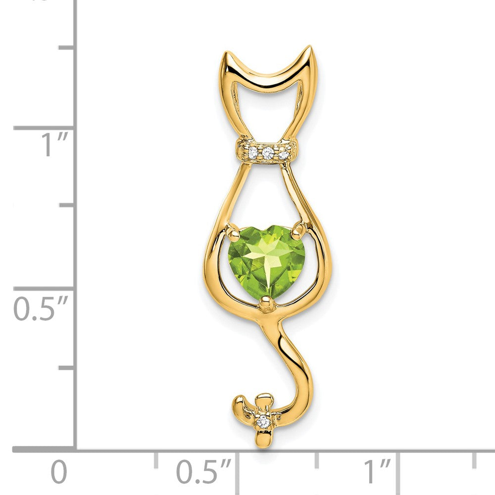 14k Peridot and Diamond Cat Pendant