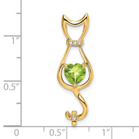 14k Peridot and Diamond Cat Pendant