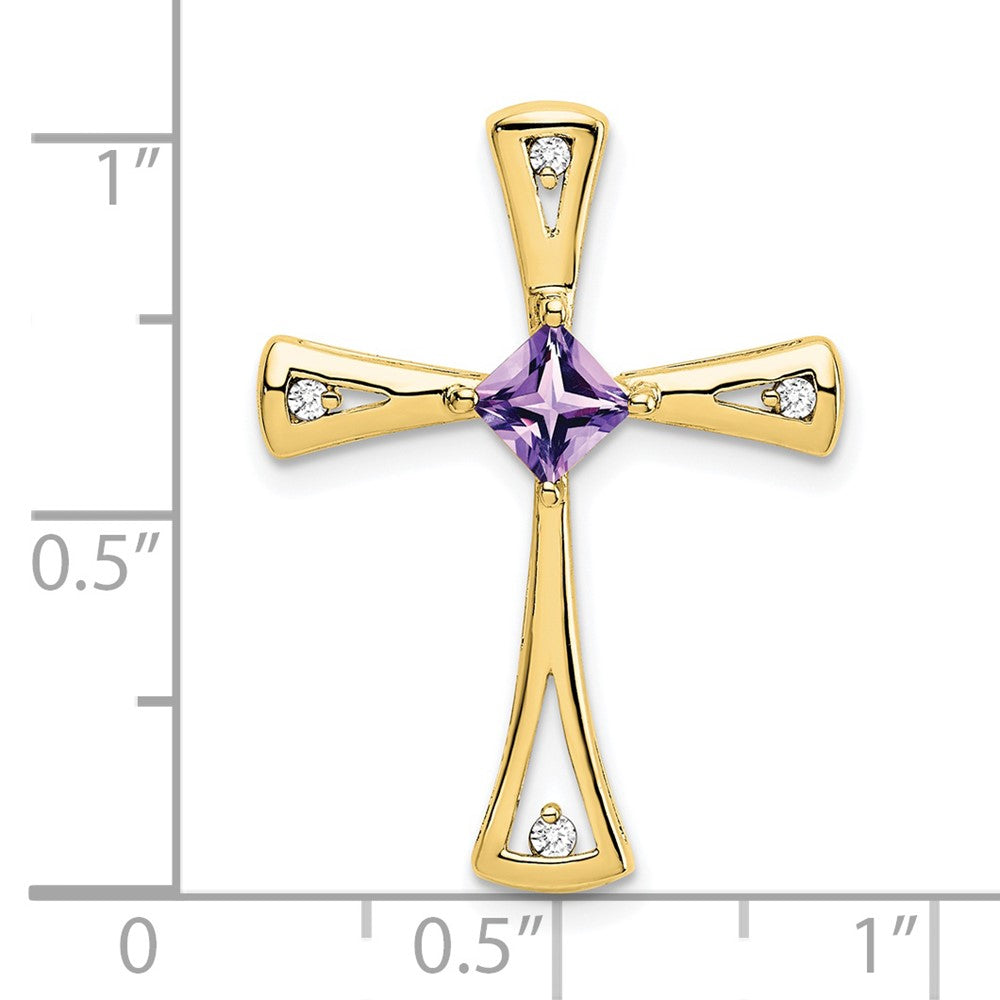 10k Amethyst and Diamond Cross Pendant