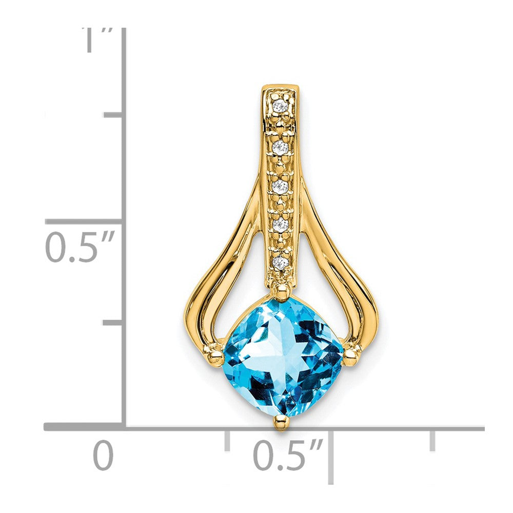 14k Blue Topaz and Diamond Pendant