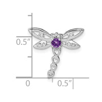 14k White Gold Amethyst and Diamond Dragonfly Chain Slide