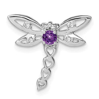 14k White Gold Amethyst and Diamond Dragonfly Chain Slide