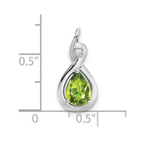 14k White Gold Pear Peridot and Diamond Pendant