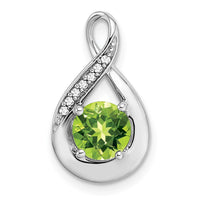 14k White Gold Peridot and Diamond Pendant
