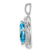 Sterling Silver Blue Topaz and Diamond Pendant