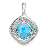Sterling Silver Blue Topaz and Diamond Pendant