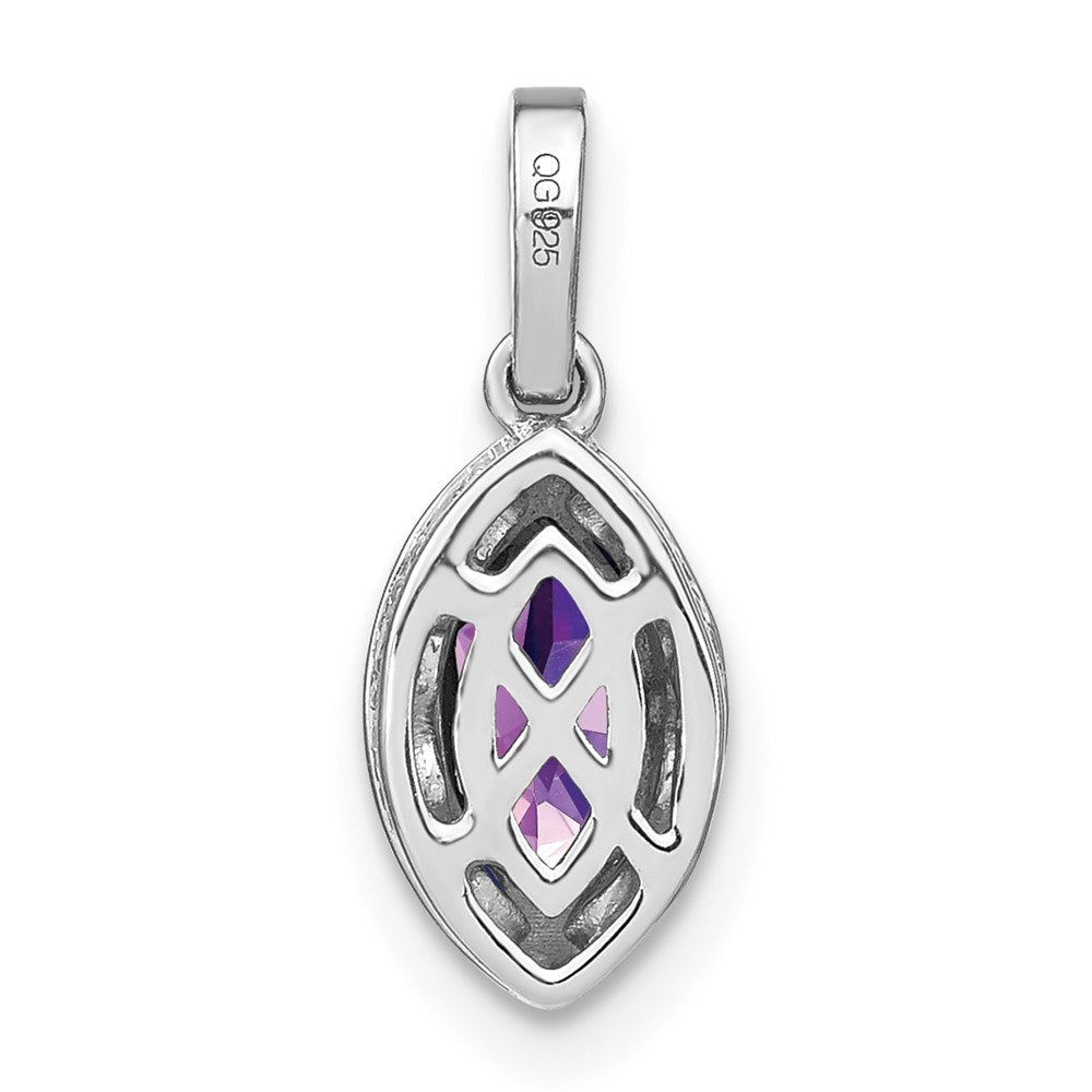 14k White Gold Marquise Amethyst and Diamond Pendant