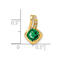 14k Created Emerald and Diamond Chain Slide Pendant