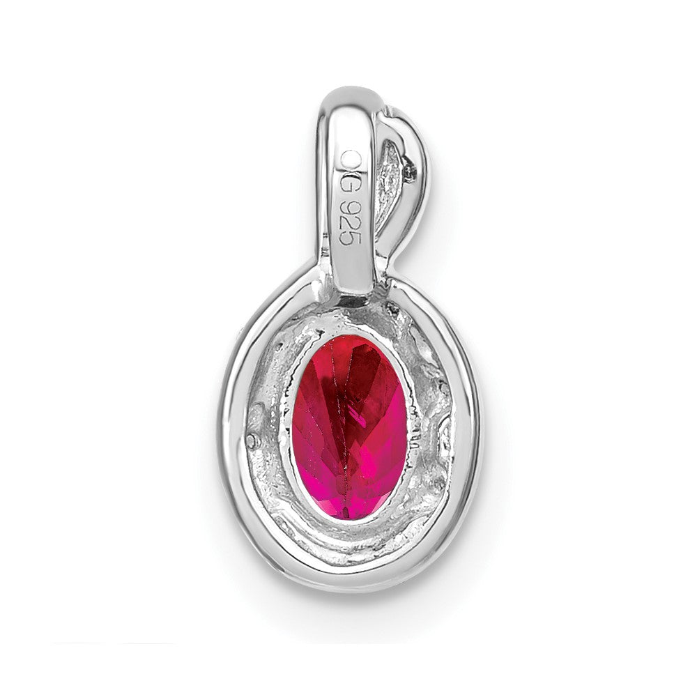 14k White Gold Oval Ruby and Diamond Pendant
