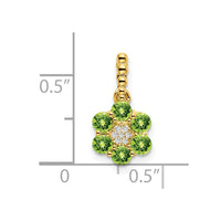 14k Peridot and Diamond Floral Pendant