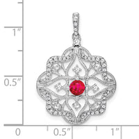 14k White Gold Ruby and Diamond Pendant