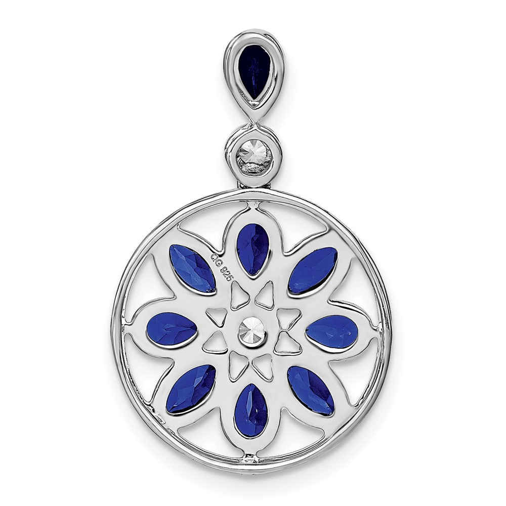 14k White Gold Sapphire and Diamond Pendant