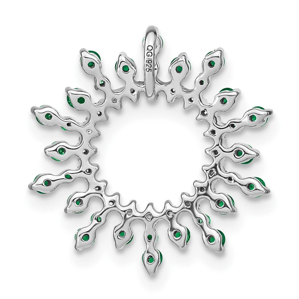 14k White Gold Emerald and Diamond Snowflake Chain Slide