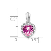 Sterling Silver Created Pink Sapphire and Diamond Pendant