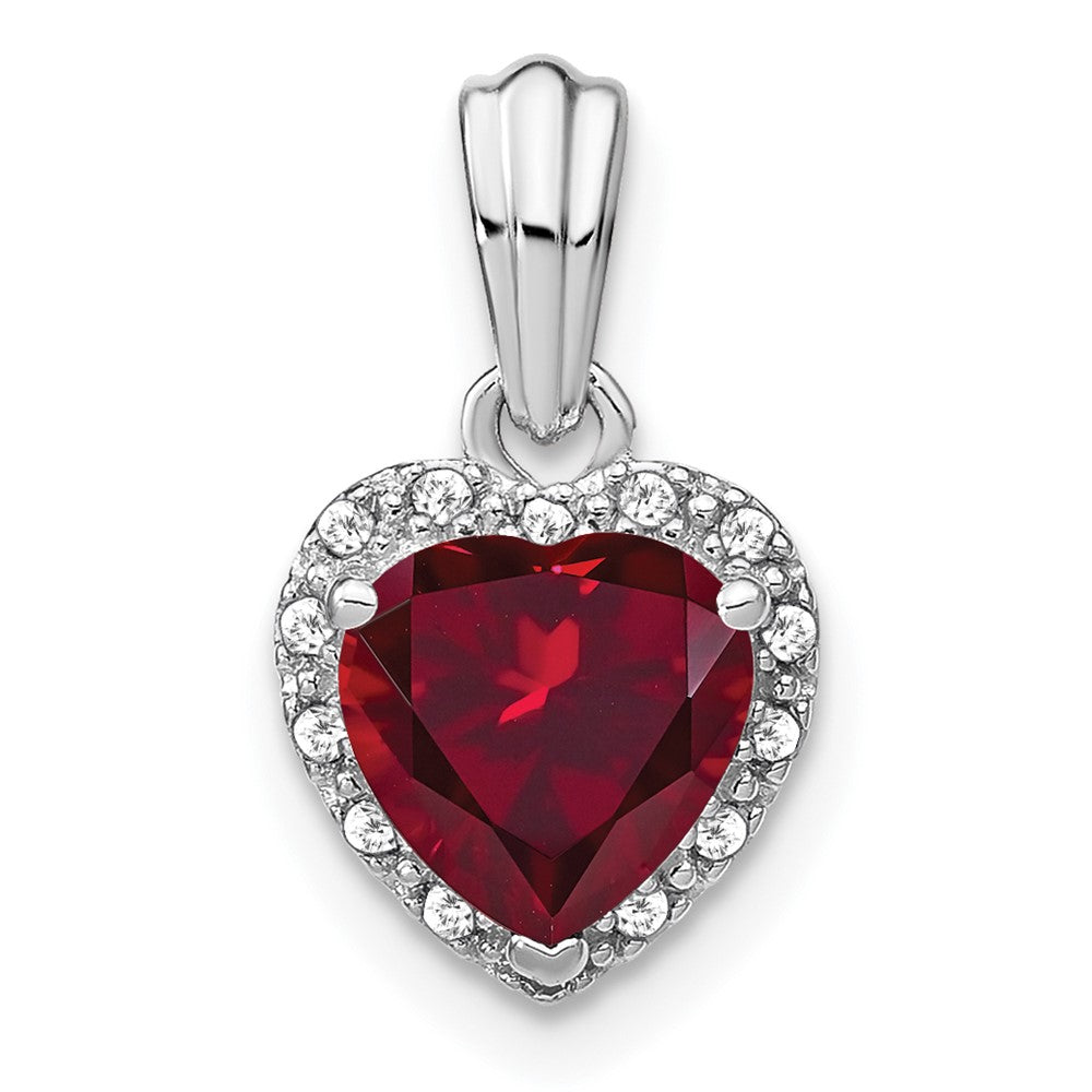 Sterling Silver Created Ruby and Diamond Pendant