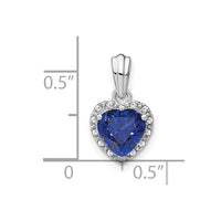 Sterling Silver Created Sapphire and Diamond Pendant