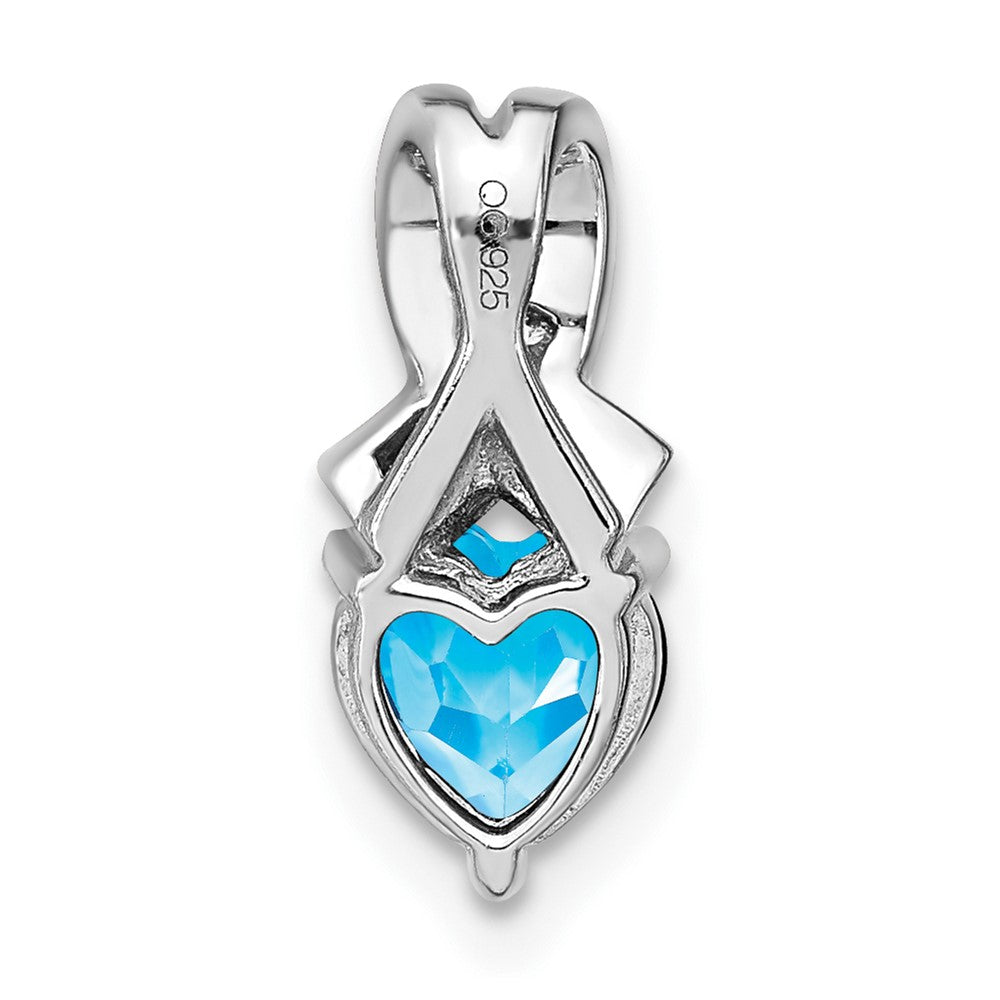 Sterling Silver Blue Topaz and Diamond Pendant