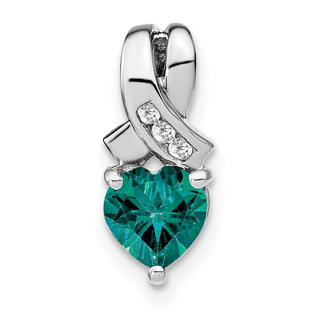 Sterling Silver Created Alexandrite and Diamond Pendant