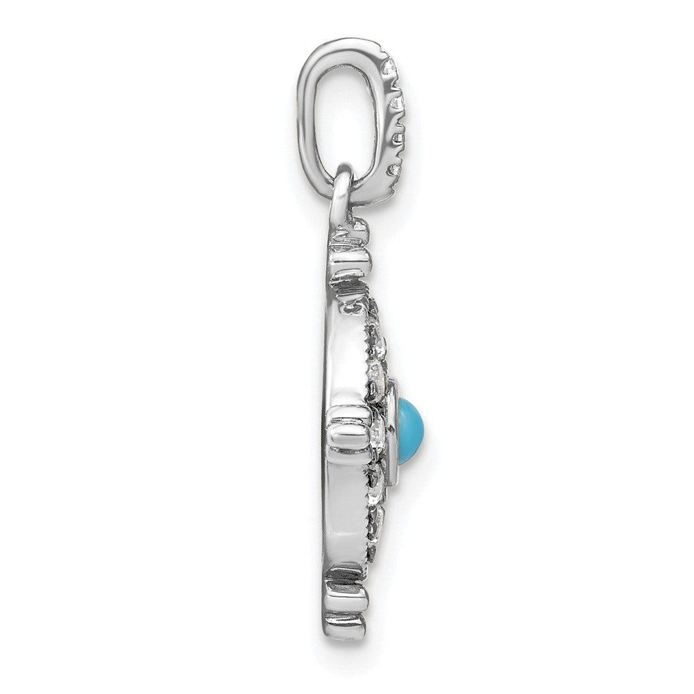 14k White Gold Turquoise and White Topaz Pendant