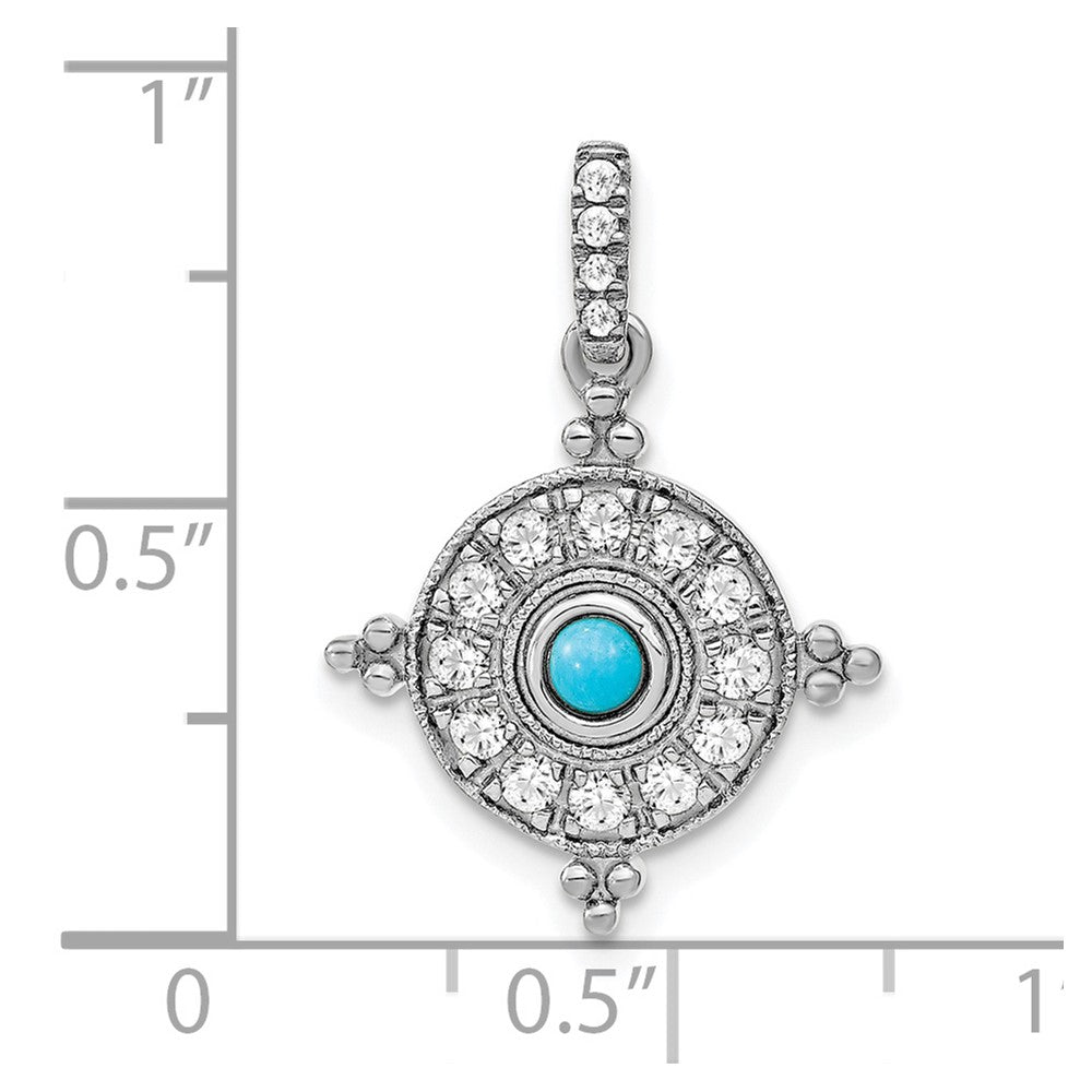 14k White Gold Turquoise and White Topaz Pendant