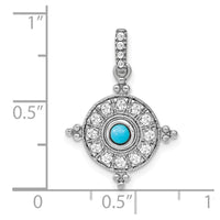 14k White Gold Turquoise and White Topaz Pendant